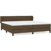 vidaXL Boxspring met matras stof donkerbruin 200x200 cm