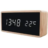 Northix Digitale wekker met houten design - Wit