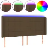 vidaXL Hoofdbord LED 183x16x118/128 cm stof donkerbruin