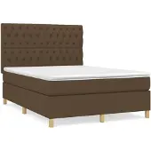 vidaXL Boxspring met matras stof donkerbruin 140x200 cm