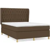 vidaXL Boxspring met matras stof donkerbruin 140x190 cm