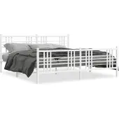 vidaXL Bedframe met hoofd- en voeteneinde metaal wit 193x203 cm