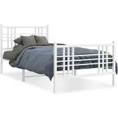 vidaXL Bedframe met hoofd- en voeteneinde metaal wit 90x190 cm