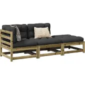 vidaXL 3-delige Loungeset met kussens geïmpregneerd grenenhout