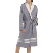 Lalay Gevoerde hamam badjas Krem Sultan dark grey van Lalay