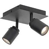QAZQA Moderne badkamer spot zwart vierkant 2-lichts IP44 - Ducha