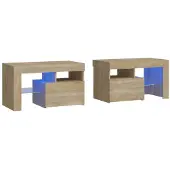vidaXL Nachtkastjes 2 st LED-verlichting 70x36,5x40 cm sonoma eiken