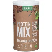 Purasana Vegan Erwt Hennep Zonnebloem Pompoen Proteine Mix Cacao Bio 400 Gr