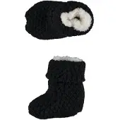 Apollo gebreide baby slofjes 0-3 mnd donkerblauw Jongens/Meisjes Polyester - maat 0-3 mnd