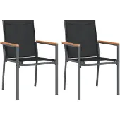 vidaXL Tuinstoelen 2 st 55x61,5x90 cm textileen en staal zwart