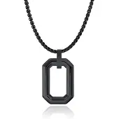 Mendes Herenketting met Minimalistische Geometrische Hanger - Zwart