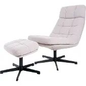 Home67 Fauteuil aiden + hocker bouclé naturel