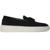 Manfield Zwarte suède loafers met kwastjes | Maat 43