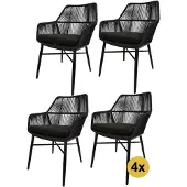 AVH-Collectie Set van 4 Chianti dining tuinstoel zwart rope