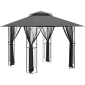 vidaXL Prieel met zijwanden 300x300x270 cm staal antracietkleurig