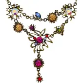 Behave Korte Ketting - Kleurrijke Stenen Hanger - Nikkelvrij - Verstelbaar