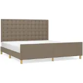 vidaXL Bedframe met hoofdeinde stof taupe 180x200 cm