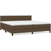 vidaXL Boxspring met matras stof donkerbruin 200x200 cm