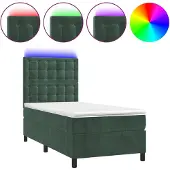 vidaXL Boxspring met matras en LED fluweel donkergroen 80x200 cm