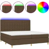 vidaXL Boxspring met matras en LED stof donkerbruin 200x200 cm