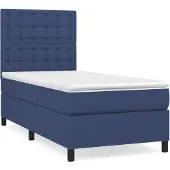 vidaXL Boxspring met matras stof blauw 80x200 cm