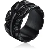 Mendes Jewelry Ring voor Mannen - Veer Zwart-19mm