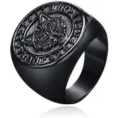 Mendes Nordic Ring - Runic Wolf Black-20mm