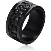 Mendes Zwarte mannen Ring Verweven Band - Jewelry-21.5mm