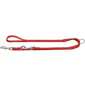 Hunter - Verstellbare Führleine Nylon - Hondenriem Länge max. 200 cm - Breite 2,5 cm, rood