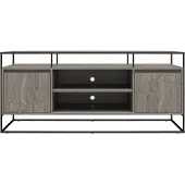 Notio Living Camley|TV-meubel in glas en basis in MDF grijs eiken