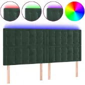 vidaXL Hoofdbord LED 180x5x118/128 cm fluweel donkergroen