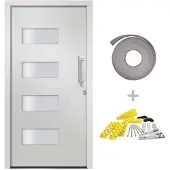 vidaXL Voordeur 110x210 cm aluminium en PVC wit