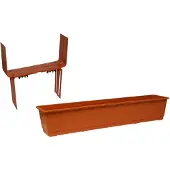 Geli Kunststof plantenbak terracotta rechthoekig 80 cm met 2 verstelbare balkon/muurbeugels - Plantenbakken