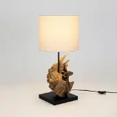 Holländer Tafellamp Filicudi, crème / amber, Woon-/ Eetkamer, Textiel / Stof / Zijde, Landelijk, Tafellamp