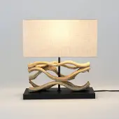 Holländer Tafellamp Panarea, hout licht, Woon-/ Eetkamer, Textiel / Stof / Zijde, Landelijk, tafellamp
