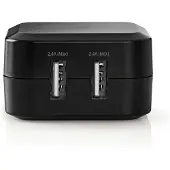 Nedis USB Lader, 24W, 2X USB-A, BK
