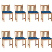 vidaXL Tuinstoelen 8 st met kussens massief teakhout