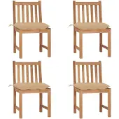 vidaXL Tuinstoelen 4 st met kussens massief teakhout