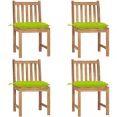vidaXL Tuinstoelen 4 st met kussens massief teakhout