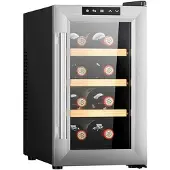 Cecotec 02708, thermo-elektrische wijnkoeler, vrijstaand, voor 8 flessen, 65 W, , roestvrij staal