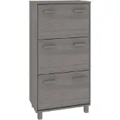 vidaXL Schoenenkast hamar 59,5x35x117 cm massief grenenhout lichtgrijs