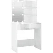 vidaXL Kaptafel met LED-verlichting 74,5x40x141 cm hoogglans wit