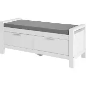 SoBuy FSR74-W Schoenenbank Met Opbergruimte - Met Zitkussen 2 Lades Bedbank - 100x40x40cm - Wit