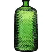 Natural Living Bloemenvaas Scubs Bottle - groen geschubt transparant - glas - 18 x 42 cm - Fles vazen