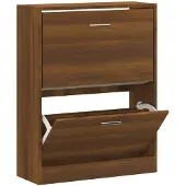 vidaXL Schoenenkast 63x24x81 cm bewerkt hout bruin eikenkleur