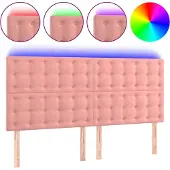 vidaXL Hoofdbord LED 200x5x118/128 cm fluweel roze