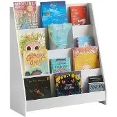 SoBuy Kinderboekenplank - 4 Opbergvakken - Wit - 80x30x88 cm