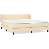 vidaXL Boxspring met matras stof crèmekleurig 180x200 cm
