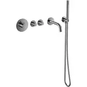 Sanilux Badset Inbouw Deluxe Giles Met Box Thermostaat Geribbelde Knop Gunmetal