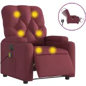 vidaXL Massagestoel elektrisch verstelbaar stof wijnrood